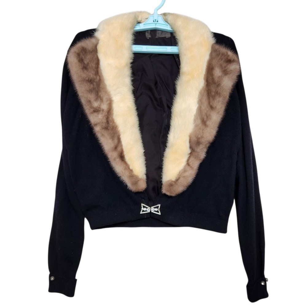 Vintage Bernhard Altmann Sweater Cardigan Womens Small Orange 100% Cashmere Read